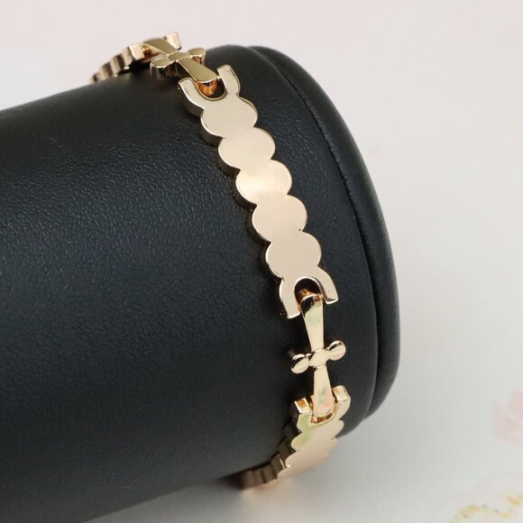 "Elegant Rose Gold Bracelet with Smooth Scalloped Link Design, XPBL0875 - Picture 1 of 13
